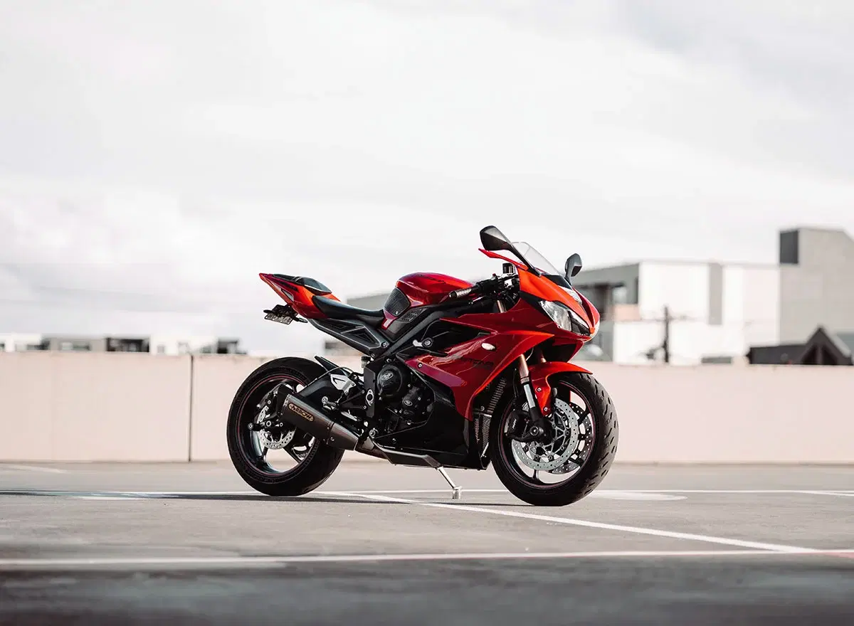 The Red Hot Triumph Daytona Motorcycle